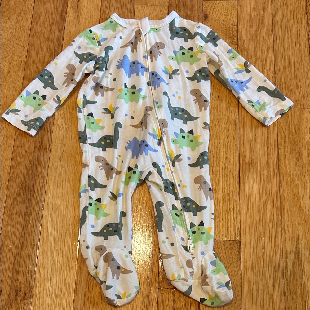 Little Me Dinosaur Print Footie pjs - Green, Blue, Brown